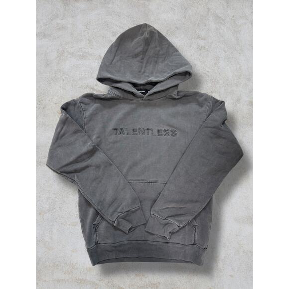 TALENTLESS-MENS HOODIE - CIRCLE LOGO EMBROIDERED(STEEL GREY) SIZE XL - Picture 2 of 8